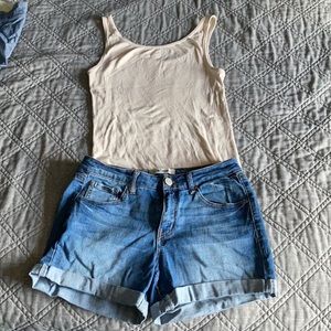Cuffed Jean Shorts